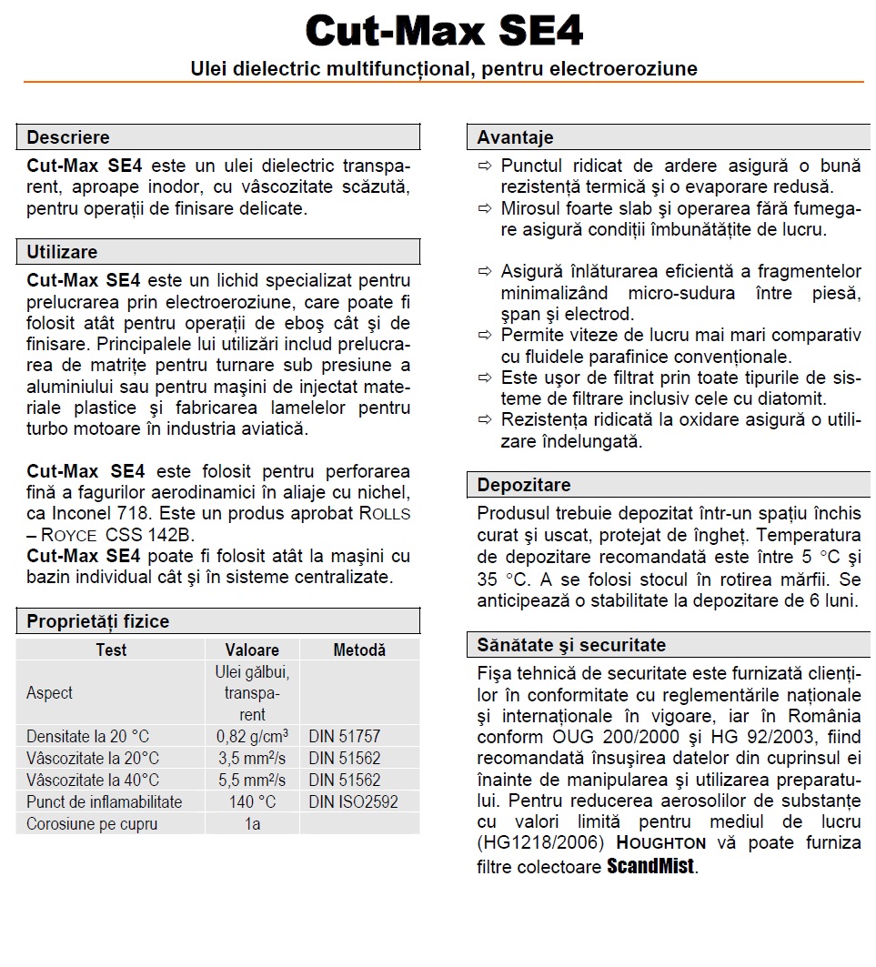 Ulei dielectric Cut-Max SE4 pentru electroeroziune